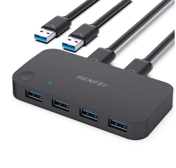 Benfei 000354BK USB 3.0 Switch (2 Computers Share 4 USB For Pc / Mouse / Keyboard / Printer / Scanner) ELEBEN000354BK
