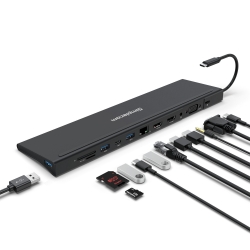 Simplecom CHN622 Usb-c 12-in-1 Multiport Docking Station Laptop Stand Dual Hdmi + VGA Triple Display Gigabit LAN CHN622