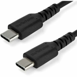 StarTech.com 1m USB C Charging Cable - Durable Fast Charge & Sync USB 2.0 Type C To C Charger Cord - Tpe Jacket Aramid Fiber M/M 60W Black - Cable For Mobile Device, MacBook, IPad Pro - First End: 1 X 24-pin USB 2.0 Type C - Male - Second End: 1 X 24-pin