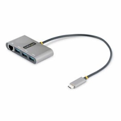 StarTech.com USB/Ethernet Combo Hub - USB 3.2 (Gen 1) Type C - Portable - Space Gray - Uasp Support - 3 Total USB Port(s)1 Network (Rj-45) Port(s) - Windows, IPadOS HB30C3A1GEA2