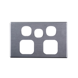 4C | Elegant Double Gpo Extra Switch Aluminium Cover Plate - Silver Matt 040.0.0111