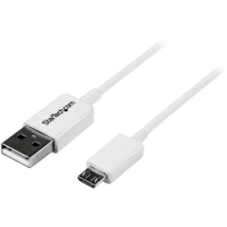 StarTech.com 2m White Micro USB Cable - A To Micro B - Cable For Cellular Phone, Camera, Hard Drive, Tablet Pc - First End: 1 X 4-pin USB 2.0 Type A - Male - Second End: 1 X 5-pin Micro USB 2.0 Type B - Male - 480 Mbit/s - Shielding - 28 Awg - White Usbp