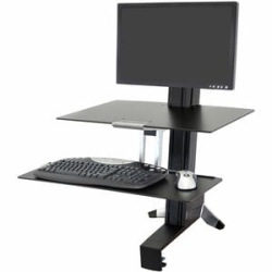WorkFit-S Sit-Stand Workstation For Mid-Size Monitor, Hd, With Worksurface And Large Keyboard Tray (Black) 33-351-200