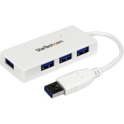 Portable 4 Port Mini USB 3.0 Hub - White ST4300MINU3W