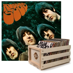 Crosley Record Storage Crate & The Beatles Rubber Soul - Vinyl Album Bundle UM-3824181-B