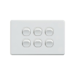 4C | Classic 6 Gang Switch 250V 16AX - Horizontal 040.000.0294