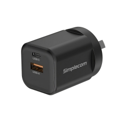 Simplecom CU235 Dual Port Pd 35W Fast Wall Charger Usb-c + Usb-a For Phone Tablet CU235