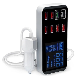 8-Port PD+QC3.0 Car Charger With LED Display ELEINTWLXA9S