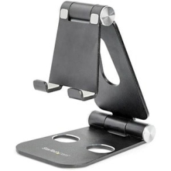 StarTech.com Phone And Tablet Stand - Foldable Universal Mobile Device Holder - Smartphones/Tablets - Adjustable Cell Phone Stand For Desk - Aluminium - Black - 1 Each Usptlstndb