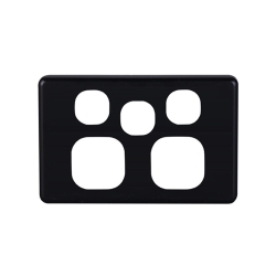 4C | Classic Double Power Point With Extra Switch Polycarbonate Cover Plate - Black Colour 040.000.0060