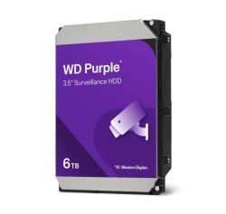 Western Digital Wd Purple 6TB 3.5" Surveillance Hdd 5400RPM 64MB SATA3 175MB/s 180TBW 24x7 64 Cameras Av Nvr Dvr 1.5mil Mtbf 3yrs WD64PURZ