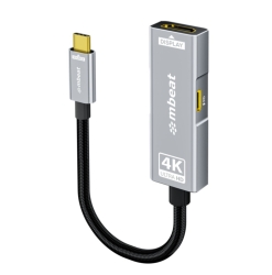 Mbeat® Tough Link Usb-c To Hdmi Adapter With 100W Pd - Space Grey 5V-20V/5A, 100W Pd Up To 4K (3840 X 2160) @60Hz Mb-xad-pchd