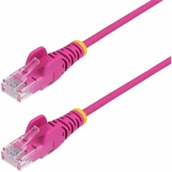 StarTech 15m Pink Slim CAT6 Ethernet Cable, Snagless RJ45, Utp, Lszh, 28AWG Pure Bare Copper, Slim Network Patch Cord - Slim Utp Cat6 Cable Supports 10Gbps And 100W PoE; Ideal For Crowded Installations; 36% Slimmer For Improved Airflow; Low Near-End Cros