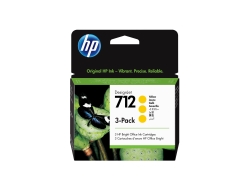 HP 712 3-Pack 29ML Yellow Designjet Ink Cartridge - T230/T250/T650/Studio IM712PK3YE