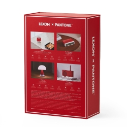 Lexon Gift Set Pantone - Includes Mino+ Mini Speaker, Flip Classic Clock, Mina M Lamp, Thykho 3 Speaker - 2035 Red LD-LBPT01-R