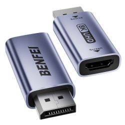 Benfei 000457GY DP Male To Hdmi Female Adapter 8K/60Hz Nickel/Nickel Aluminum Shell Dark Gray Laser Engraved ELEBEN000457GY