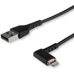 StarTech.com 2m USB A To Lightning Cable IPhone IPad Durable Right Angled 90 Degree Black Charger Cord W/Aramid Fiber Apple Mfi Certified - Cable For IPhone - First End: Lightning - Second End: USB - Mfi - Shielding - Black RUSBLTMM2MBR