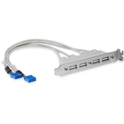 StarTech.com 4 Port USB A Female Slot Plate Adapter - USB Panel - 4 Pin USB Type A (F) - 4 X 4-pin USB 2.0 Type A - Female - 2 X 10-pin Idc USB Header - Female USBPLATE4