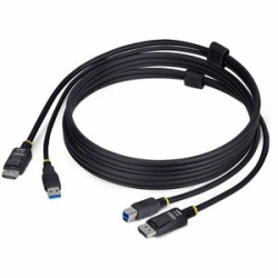 StarTech.com 6ft (1.8m) DisplayPort And USB 5Gbps Kvm Cable, 4K 60Hz, Universally Compatible DP 1.2/USB 3.0 Combo Cable For Kvm Switches - Kvm Cable Connects A Computer To A Displayport Kvm Switch That Features USB 5Gbps; Simplifies Setup By Integrating