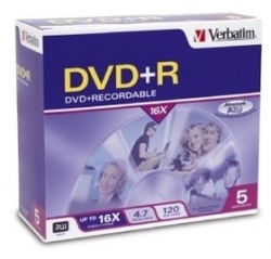 Verbatim Dvd+r16x Jewel 5pk 4.7gb 95049