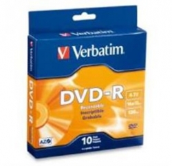 Verbatim Dvd-r 4.7gb 16x 10pk Sindle, Azo Blue 95100