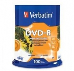 Verbatim Dvd-r 4.7gb 16x White Inkjet 100pk Spindle 95153