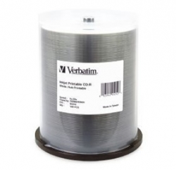 Verbatim Cd-r 700mb Ij 100pk 80min, White Wide Inkjet Cmv95252