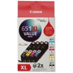 Canon Cli-651Xl Original High Yield Inkjet Ink Cartridge - Black, Cyan, Magenta, Yellow - 4 / Pack - 695 Pages CLI651XLVP