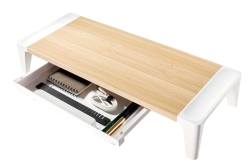 Mbeat® Activiva Eroglife Monitor Stand Riser With Storage Drawer - Ergonomic Design, Reduces Eye Strain And Improves Work Posture, White Oak ACA-MSTD-02OAK