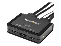 Startech 2 Port Single Displayport Kvm Switch, USB, Audio, Remote, 1.5M Cable, 2YR SV211DPUA4K