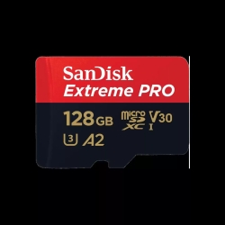 SanDisk Extreme Pro MicroSDXC, Sqxcd 128GB, V30, U3, C10, A2, Uhs-I, 200MB/s R, 90MB/s W, 4x6, Sd Adaptor, Lifetime Limited SDSQXCD-128G-GN6MA