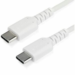 StarTech.com 1m USB C Charging Cable - Durable Fast Charge & Sync USB 2.0 Type C To C Charger Cord - Tpe Jacket Aramid Fiber M/M 60W White - Cable For Mobile Device, MacBook, IPad Pro - First End: 1 X 24-pin USB 2.0 Type C - Male - Second End: 1 X 24-pin