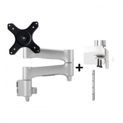 ATDEC AWM QUAD MONITOR ARM SOLUTION COMBINING FOUR 460MM ARTICULATING ARMS ON A 750MM POST WITH HEAVY DUTY CLAMP IN SILVER Awms-4-4675H-S