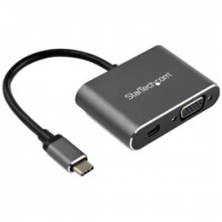 Startech USB C Multiport Video Adapter - VGA or Mini DisplayPort with HDR - UHD 4K 60Hz - USB Type-C 2-in-1 Display Adapter (CDP2MDPVGA)