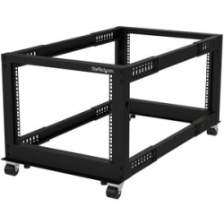 StarTech.com 4-Post 8U Mobile Open Frame Server Rack, 19in Network Rack With Casters, Small Rolling Rack For Computer/AV/Data/IT Equipment - 4-Post 8U Open Frame Server Rack For Data/IT Equipment - 22-40in (56-101cm) Mounting Depth; 18in (46cm) Height, 1