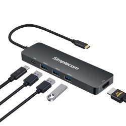 Simplecom CH545 Usb-c 5-in-1 Multiport Adapter Docking Station With 3-Port USB 3.0 Hub Pd Hdmi CH545