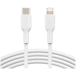 Belkin BoostCharge 1.01 M Lightning/USB-C Data Transfer Cable - 1 Each - Cable For IPhone, IPad Air, IPad Pro, IPad Mini - First End: 1 X USB Type C - Male - Second End: 1 X Lightning - Male - Mfi - White CAA003BT1MWH