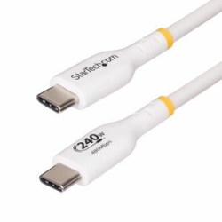 StarTech.com 4m White Usb-c Charging Cable, USB-If Certified USB C Cable, 240W Pd Epr, USB 2.0 Type-C Laptop Charger Cord, Tpe Jacket, M/M - USB C Cable Supports Power Delivery 3.1 Extended Power Range (Epr); Up To 240W 5A; USB-If Certified W/E-marker; I