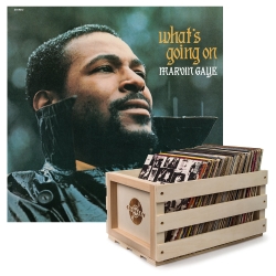 Crosley Record Storage Crate & Marvin Gaye What's Going On - Vinyl Album Bundle UM-5353423-B