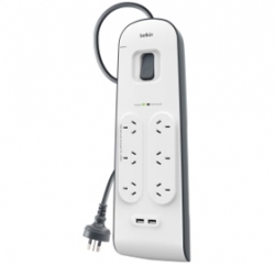 Belkin 6 Outlet With 2m Cord With 2 Usb Ports (2.4a) Bsv604au2m