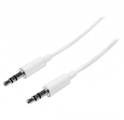 Startech 3m White Slim 3.5mm Stereo Audio Cable - 3.5mm Audio Aux Stereo - Male To Male Headphone