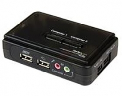Startech 2 Port Black Usb Kvm Switch Kit With Audio And Cables Sv211kusb