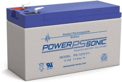 POWERSONIC S4312 12 VDC 7 AH(C20) SLA BATTERY F1 TERMINAL 1YR PS1270F1