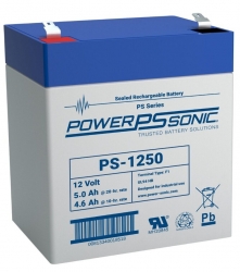 POWERSONIC S4314 12 VDC 5 AH(C20) SLA BATTERY F1 TERMINAL 1YR PS-1250