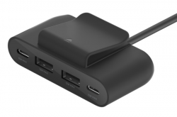 BELKIN BOOST CHARGE 4-PORT POWER EXTENDER, BLACK 2X USB-C + 2X USB-A, 1YR BUZ001BT2MBKB7