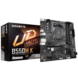 Gigabyte MB B550-K Micro-ATX: Socket AM4 For AMD Ryzen Processors4x DDR4, 4x SATA 6Gb/s, 2x M.2, USB 3.2, Gigabit LAN,Realtek 7.1 Audio, HDMI/DP