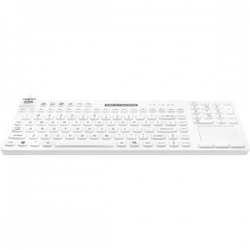 HYGIENIC WHITE USB FULL-SIZE WATERPROOF SILICONE MEDICAL GRADE KEYBOARD W/INTEGRATED TOUCHPAD RCTLP/BKL/W5