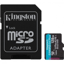 Kingston 128GB MSDXC CANVAS GO PLUS 170R A2 U3 V30 CARD+ ADAPTER SDCG3/128GB