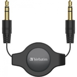 Verbatim 3.5Mm Aux Audio Cable Retractable 75Cm - Black 66573