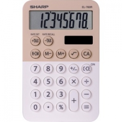 Sharp 8 DIGIT DUAL POWERED TAX 3 MEMORY POCKET CALCULATOR - LATTE EL760RBLA